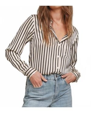 Line & Dot Striped Long Sleeve Button Shirt - Multicolor