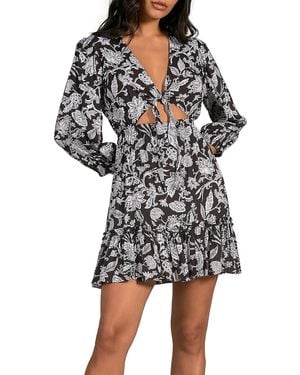Elan Floral Print Cut Out Mini Dress - Black