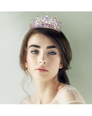 Fashnzfab Marquise Stone Embellished Queen Tiara - Metallic