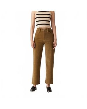 Levi's Premium Ribcage Straight Ankle Corduroy Jeans - Natural