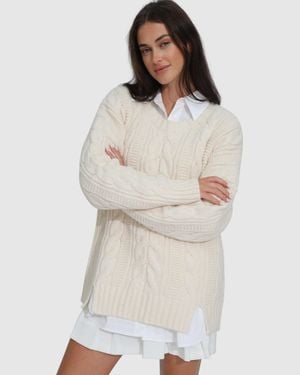 Belle & Bloom Perfect Me Oversized Crew Sweater - White