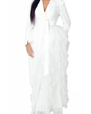 ATHINA Side Tulle Detail Dress Jacket - White
