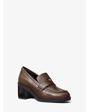 Michael Kors Jennings Burnished Leather Loafer Pump - Brown