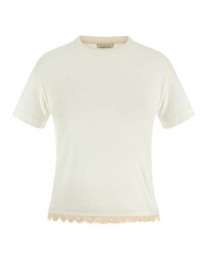 Tシャツ・カットソー MAGDA BUTRYM TSHIRT (182425) Cropped cotton-blend T-shirt in burgundy - Magda Butrym