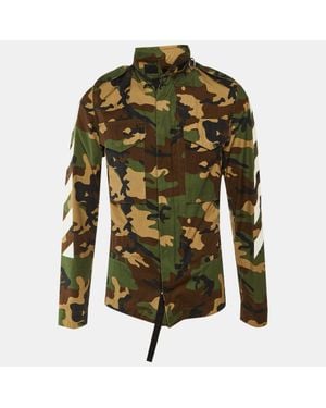 Off-White c/o Virgil Abloh Camo Print Cotton Hooded Field Jacket - Green