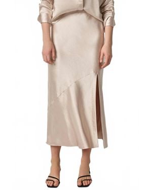 Lilla P Satin Slit Front Skirt - Natural