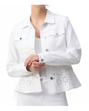 Joseph Ribkoff Denim Broderie Anglaise Jacket - White