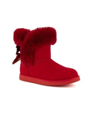Juicy Couture King 2 Bootie Faux Fur Cold Weather Boots Lion479 - Red