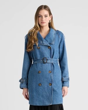 NVLT Denim Trench Coat - Blue