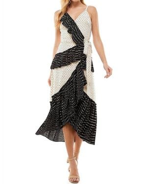 TCEC Ruffle Wrap Midi Dress - Black