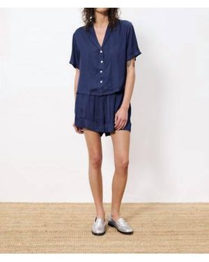 FRNCH Chelly Satin Drawstring Shorts - Blue