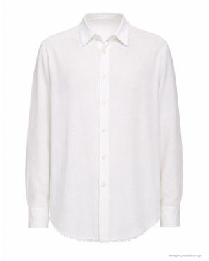 ATOMOFACTORY Ivory French Collar Raw Hem Shirt - White