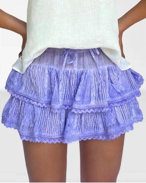 Queen Of Sparkles Washed Ruffle Skort - Blue