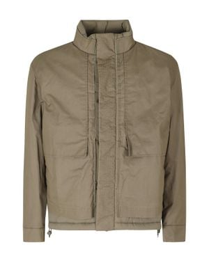K-Way Short High-Collar Jacket With Zippered Pockets And Adjustable Cuffs - Green