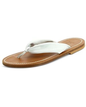 K. Jacques Saba Leather Slip-On Slide Sandals - White