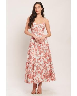 TRUEDAMES Floral Haze Woven Midi Dress - Pink