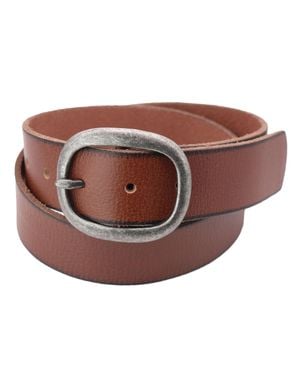 Cowgirls Rock Center Bar Buckle Belt With Burnished Edges - Brown