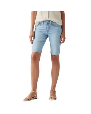 Levi's Shaping Bermuda Shorts Light Denim Stretch Mid Rise Pall570 - Blue