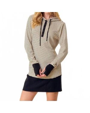 Doe And Rae Henley Ribbed Hood Top - Brown