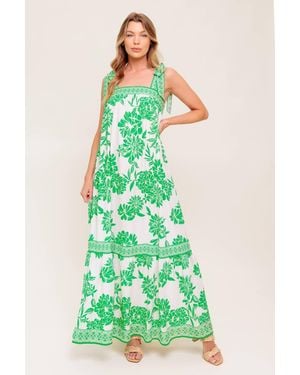 TRUEDAMES Garden Tales Woven Maxi Dress - Green
