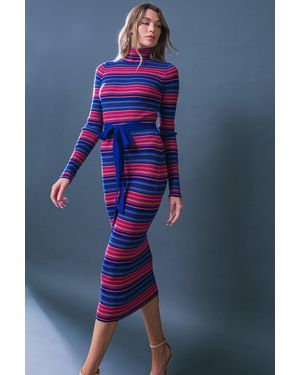 TRUEDAMES Noteworthy Shine Sweater Midi Dress - Blue