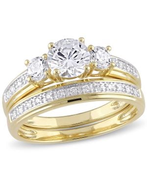 Mimi & Max 2 1/5Ct Tgw Cubic Zirconia 3-Stone Bridal Ring Set - Metallic
