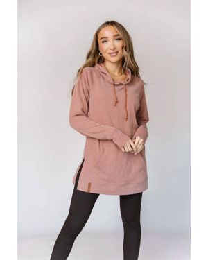 Ampersand Ave Side Slit Hoodie - Pink