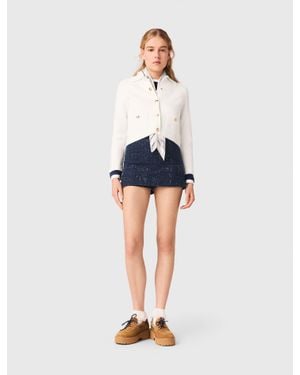 Maje Layered Effect Embellished Skort - Blue