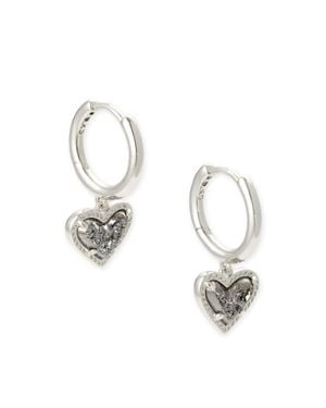 Kendra Scott Ari Heart Huggie Earrings - Metallic