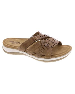 Earth Origins Sassoni Leather Slide Sandals - Brown