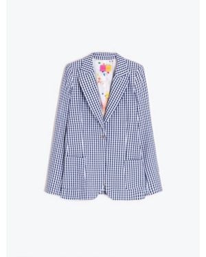 Vilagallo Lined Gingham Blazer - Blue