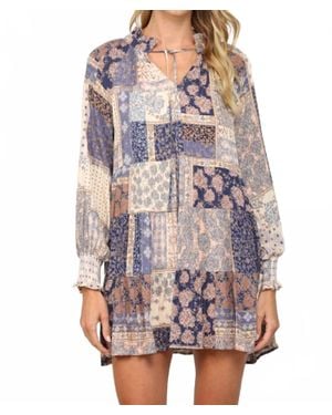 Fate Patchwork Long Sleeve Dress - Multicolor
