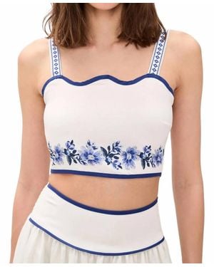 Moon River Floral Print Crop Top - White