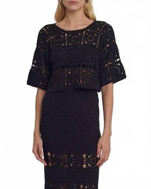 Eleven Six Arden Crochet Top - Blue