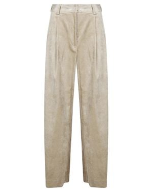 Antonelli Palma Pantalone Velluto Largone Velvet Wide-Leg Pants - Natural