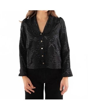 Emily Mccarthy Cameron Pleated Cuff Top - Black