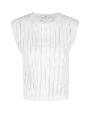 IRO Uzelie Transparent Vertical Striped Cotton Tank Top - White
