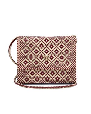 Lolas Bag Handmade Aztec Long Braided Strap Crossbody Bag - Pink