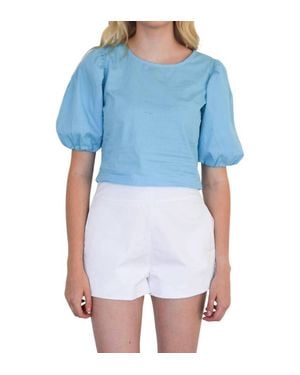 Never A Wallflower Puff Sleeve Top - Blue