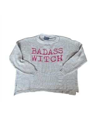 Wooden Ships Badass Witch Knit Crewneck Sweater - Gray