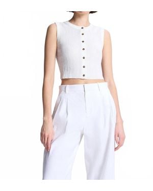 A.L.C. Lottie Cropped Cotton Knit Top - White