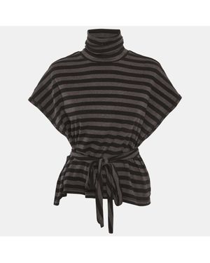 Sonia Rykiel Striped Jersey Belted Top - Black