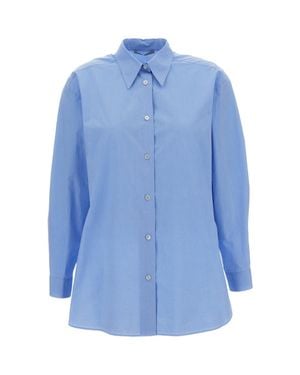 Dusan Light Cotton Shirt With Pointed Collar - Blue