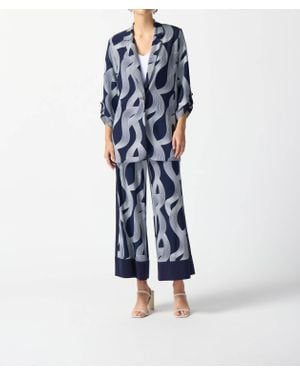 Joseph Ribkoff Abstract Print Long Jacket - Blue