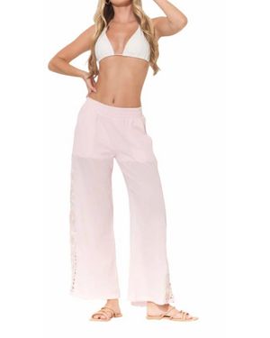 Vintage Havana Cabana Crochet Wide Leg Pants - Pink
