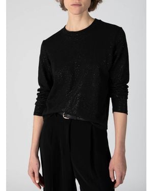 ATM Slub Jersey With Foil Long Sleeve Crop Tee - Black