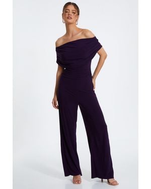 Quiz Ity Bardot Palazzo Jumpsuit - Blue
