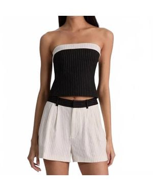Alice + Olivia Kelly Linen Strapless Top - Black