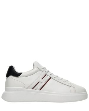 Hogan Leather Embossed Accent Sneakers - White