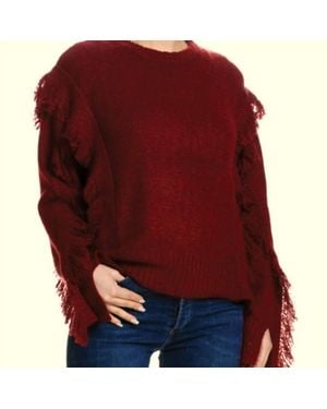 Elan Fringe Sweater - Red